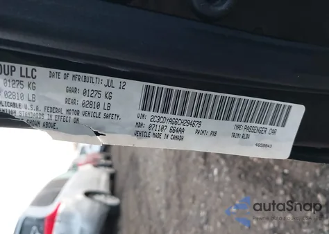 2012 Dodge Challenger Sxt из США, поврежденный, VIN 2C3CDYAG6CH294679